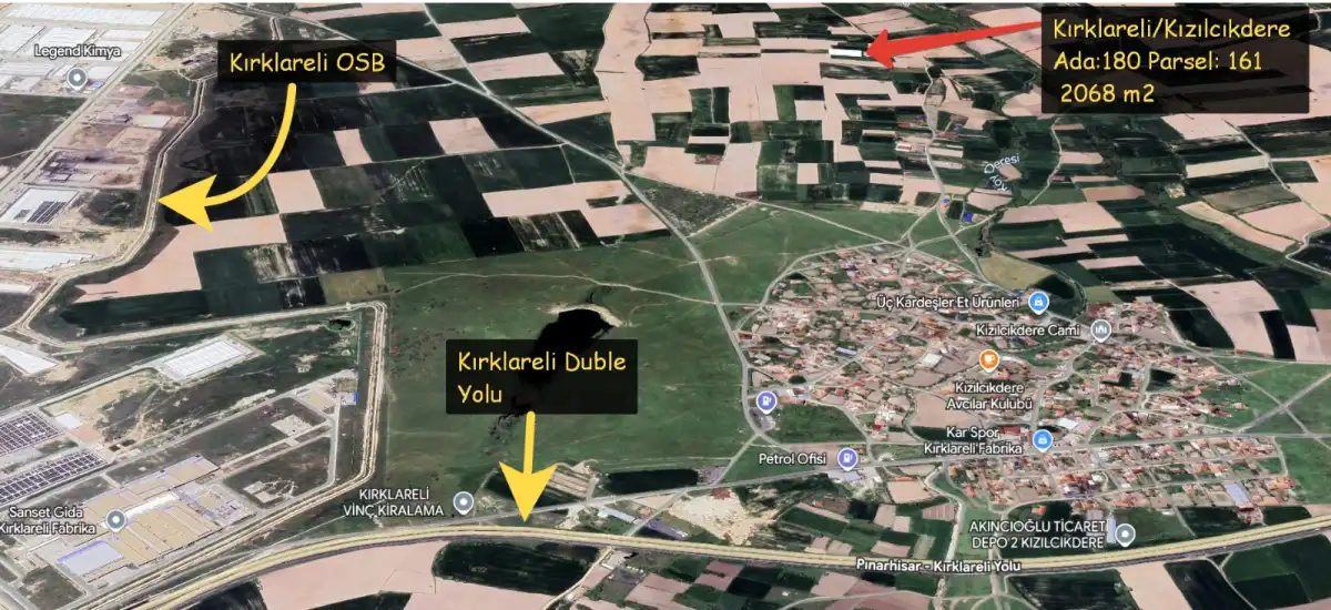 EMLAKYAP TAN KIZILCIKDERE DE SATILIK FIRSAT TARLA