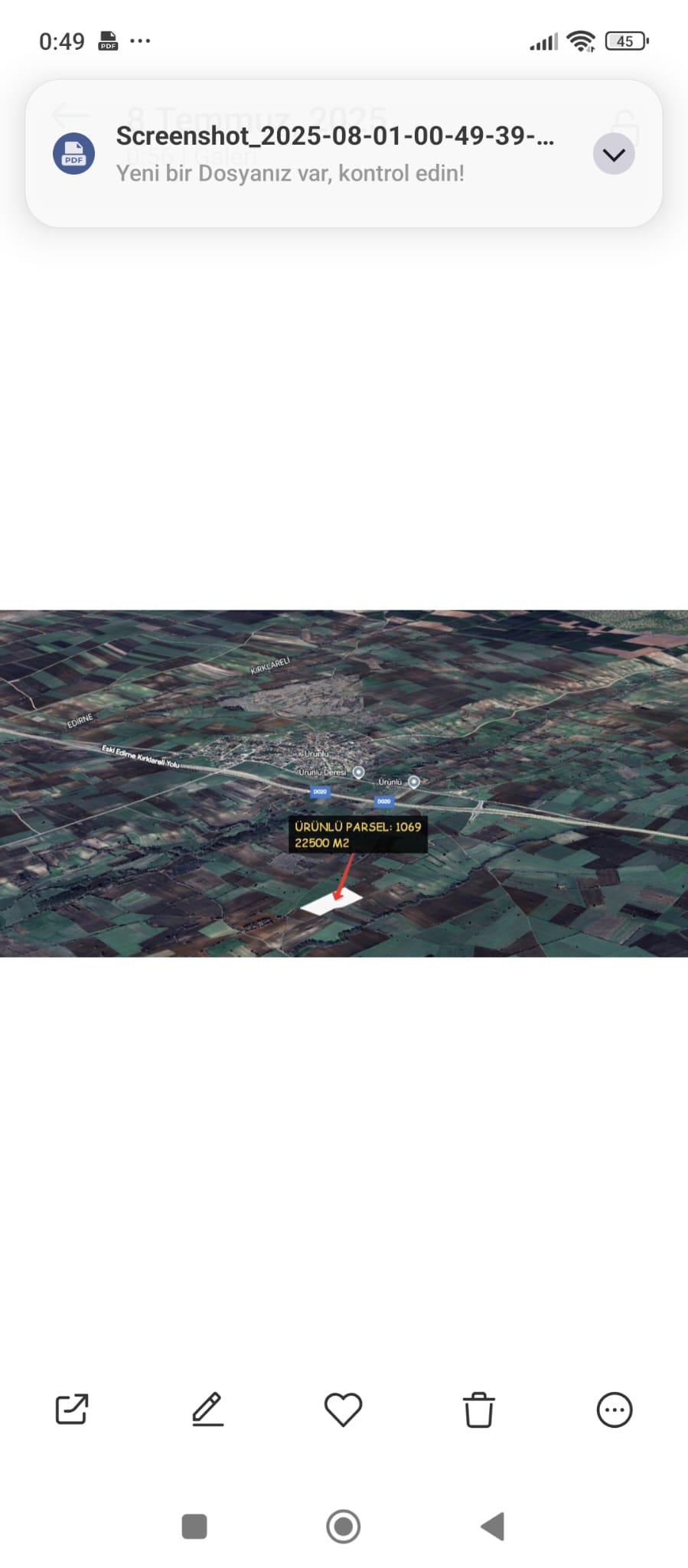 EMLAKYAP TAN KIRKLARELİ ÜRÜNLÜ DE SATILIK TARLA