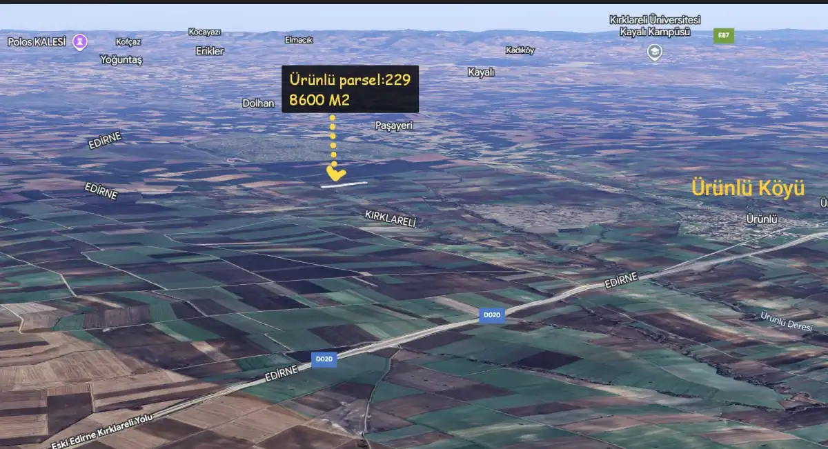 EMLAKYAP TAN KIRKLARELİ ÜRÜNLÜ DE SATILIK TARLA