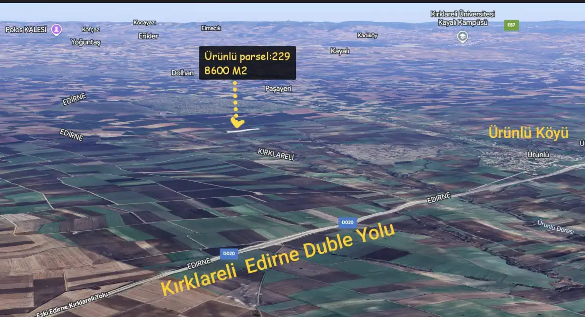 EMLAKYAP TAN KIRKLARELİ ÜRÜNLÜ DE SATILIK TARLA