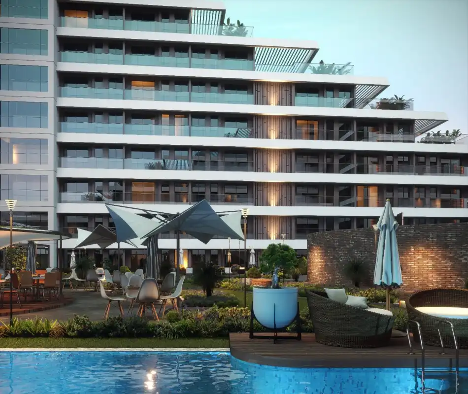 EMLAKYAPTAN CROSS TWINSTE KİRACILI HAVUZLU 1+1 FULL EŞYALI DAİRE